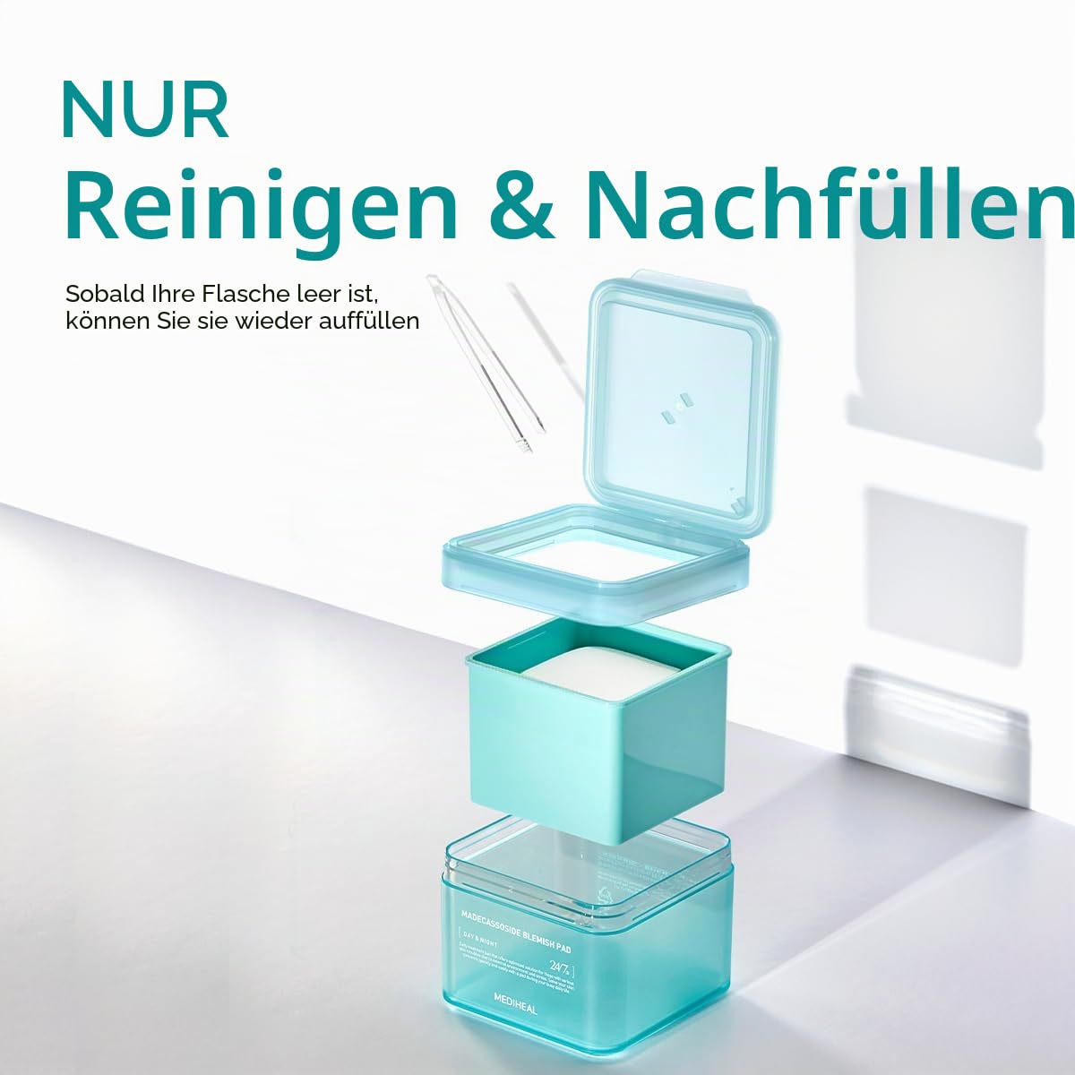 (Nur Nachfüllen) Mediheal Madecassoside Blemish Pad (100 Pads) – Gesichtswasser Pads aus Baumwolle für Anti-Makel bis zu verbessertem ungleichmäßigen Hautton – Vegane Mullpads