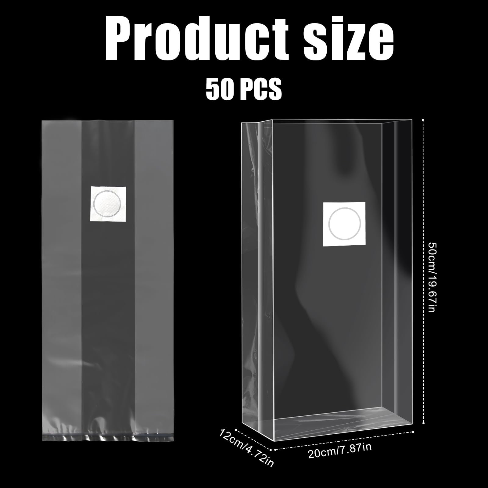 NQEUEPN 50pcs 5x8x20 Mushroom Grow Bags, Breathable Autoclave Grain Bags for Mushrooms Transparent Polypropylene, Outdoor Use - Image 2