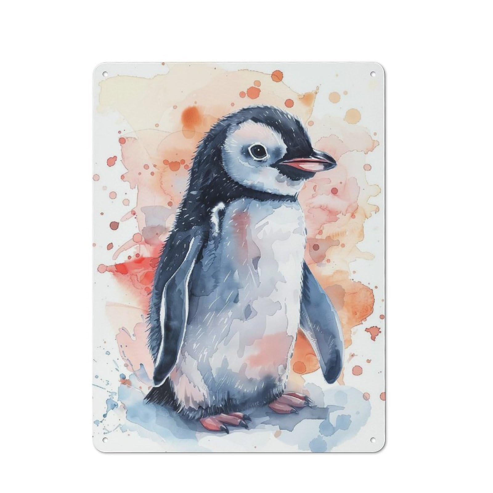 Junmoney Watercolor Penguin Vintage Tin Sign 40X30cm With For Living Room Or Hallway, Gift Idea At Christmas For Home Wall Decor Collectors