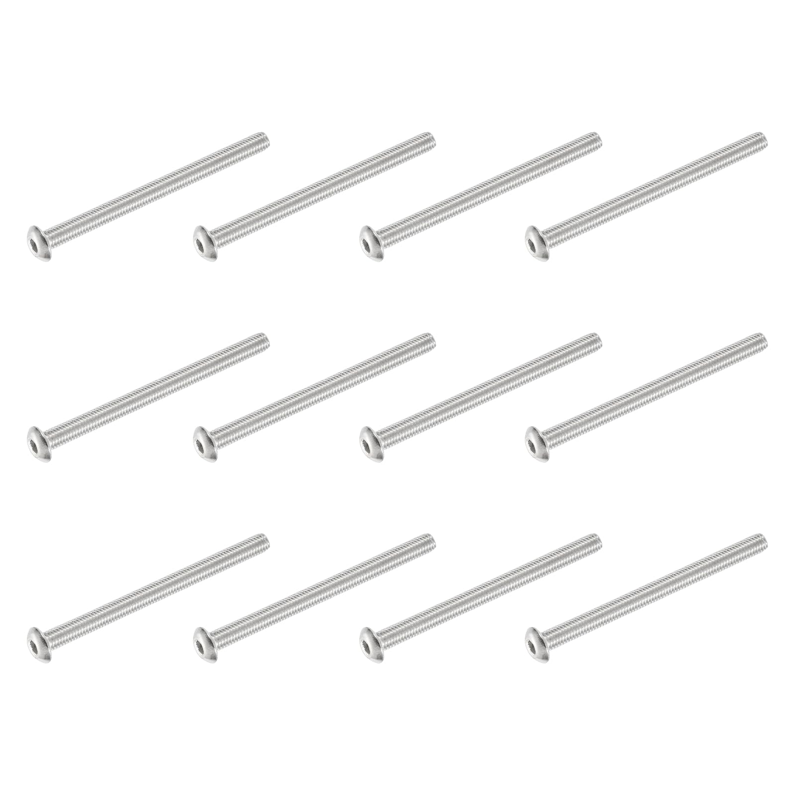 PATIKIL Button Head Socket Cap Screws, 12 PCS #10-32 UNF x 2-1/2 Inch 304 Stainless Steel Hex Drive Fully Thread Machine Bolts Screw for Furniture Water Pump Light Fixture, Silver