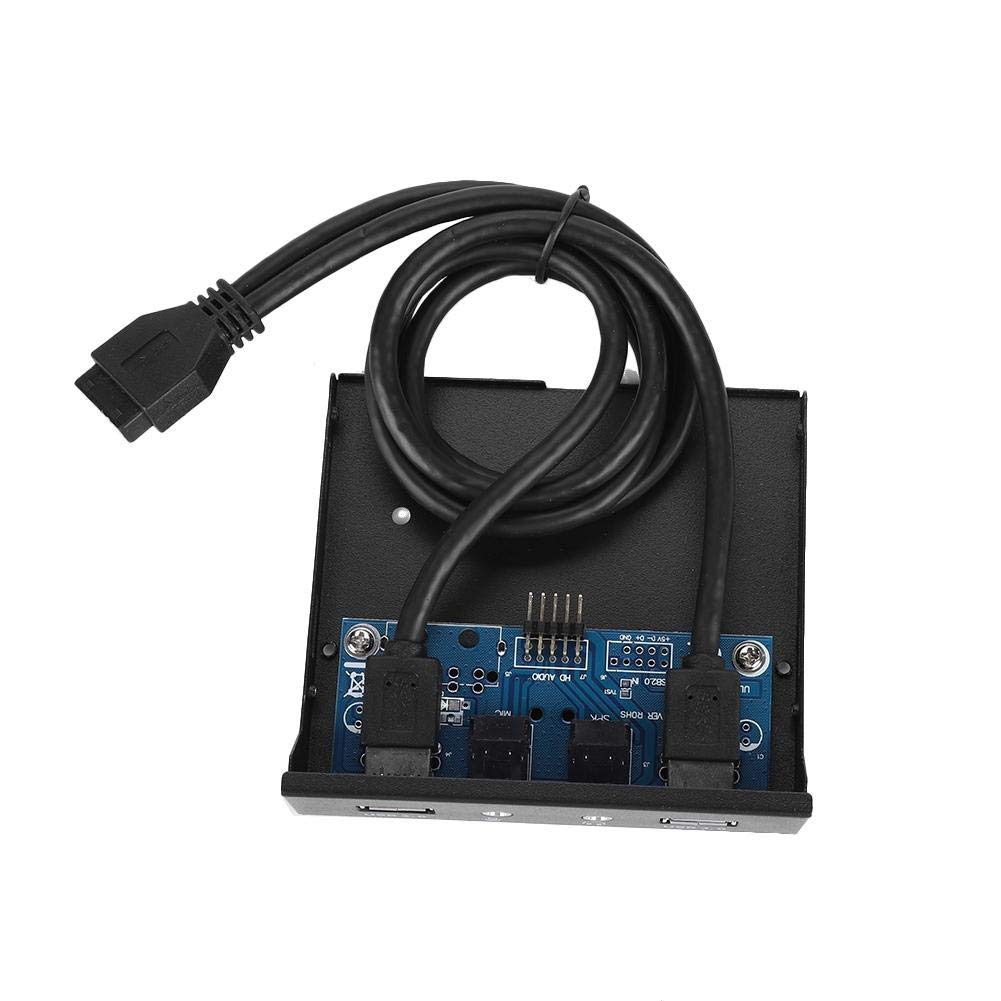 ASHATA Pannello Anteriore USB 3.0, Hub Super Speed USB 3.0 a 2 Porte e Pannello Anteriore 3,5 Pollici con Porta Audio/Microfono HD, Pannello Frontale Multifunzione USB 3.0 per unità