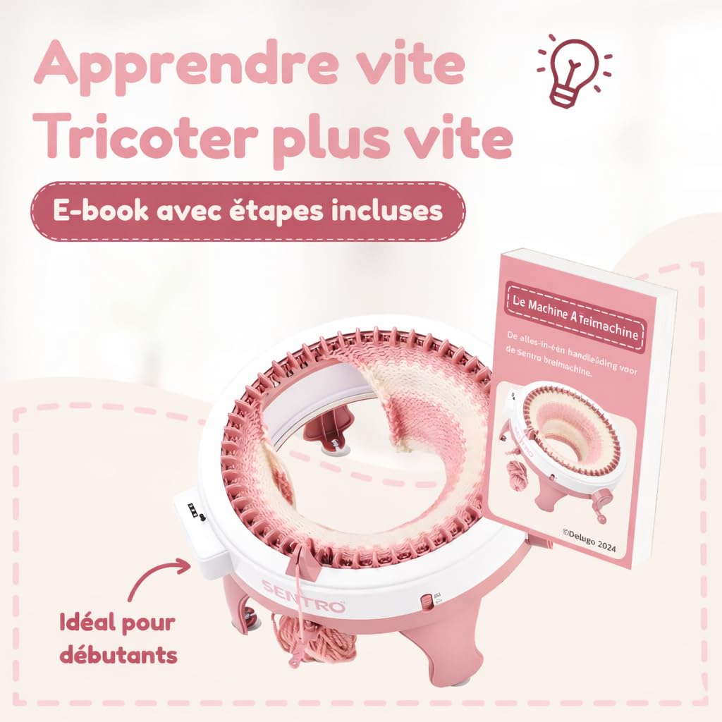 Tiny Thinkers Machine à Tricoter Sentro XL, Tricotin Circulaire 48 Aiguilles, Jusqu’à 10x Plus Rapide que le Tricot Manuel, Kit Complet avec Laine, Accessoires & E-Book, Pour Débutants & Confirmés