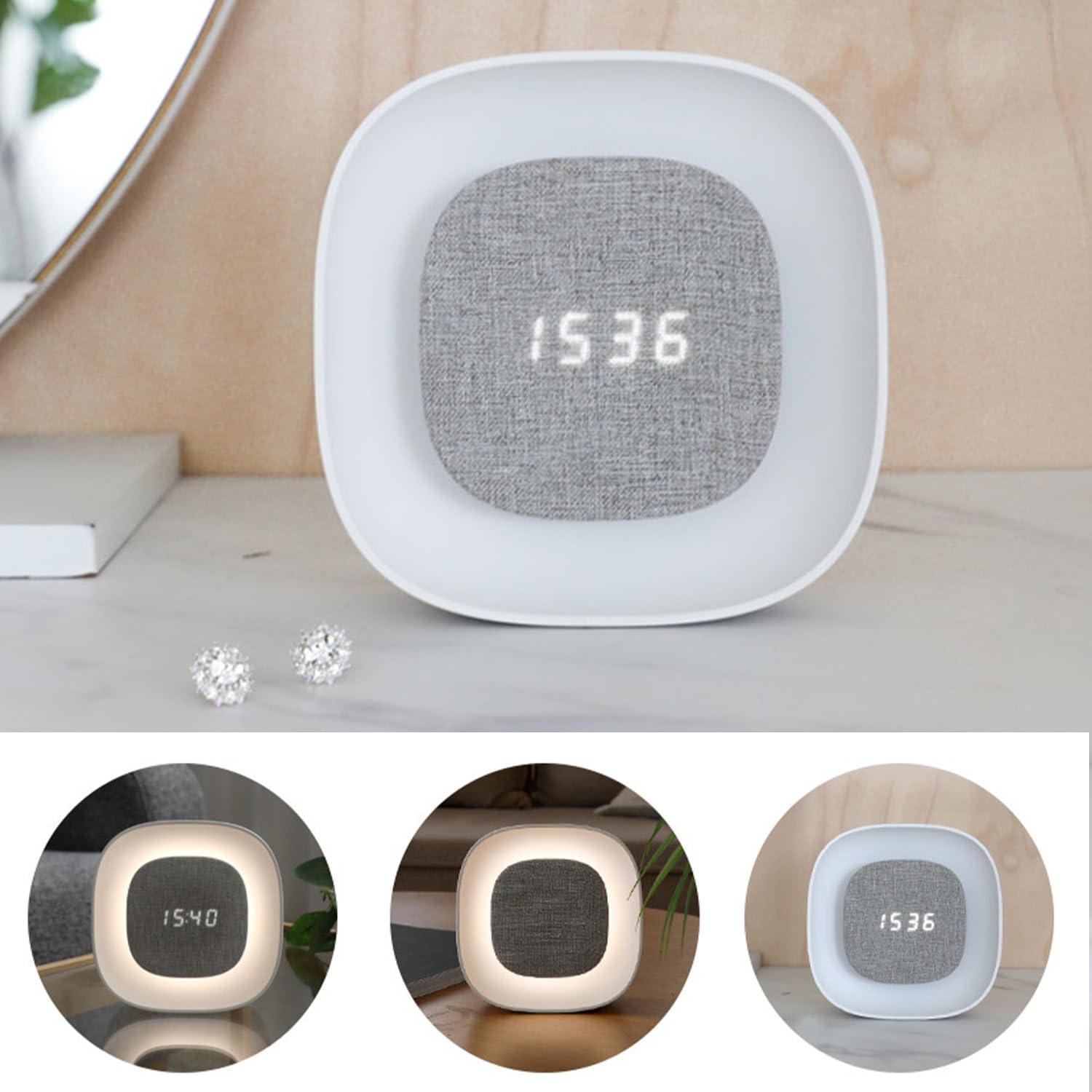 FOREVER Light LED Nachtlicht Pure FNL-03 Bjorn - Digitaler Wecker mit Display, Alarmfunktion & sanfter Beleuchtung | Geräuschlos | Weiß | Modern & kompakt