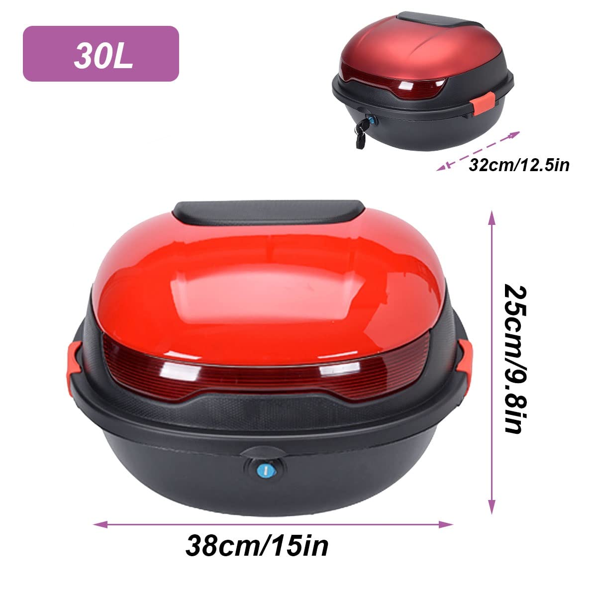 30L Baúl De Moto Universal Maleta Scooter con 2 Llaves Accesorios Impermeable para Casco Accesorios Moto Scooter Quad (Color : Matte Blue)
