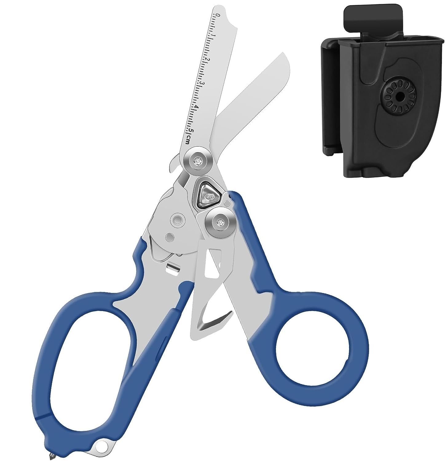 Dadea Blue 6 In 1 Raptor Response Emergency Shears, Multitool Plier Shears, Tactical Folding Pliers With Strap Cutter And Glass Breaker (Blue)