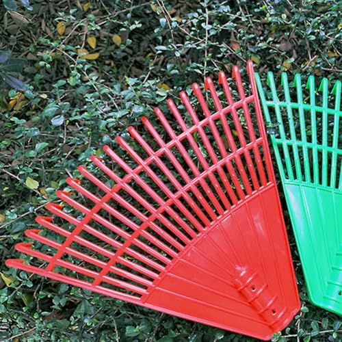 Image of BESPORTBLE Plastic Rake Head with 21 Tines Garden Leaf Scoop Rake Shrub Rake Yard Lawn Grass Clean Rake Replacement Head Red