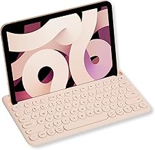 Bluetooth Keyboard for Tablet | Wireless Keyboard for iPad mini/Pro/Air, iPhone (Multi-Device, Built-in Stand, Portable, Rechargeable) - Boba Brown