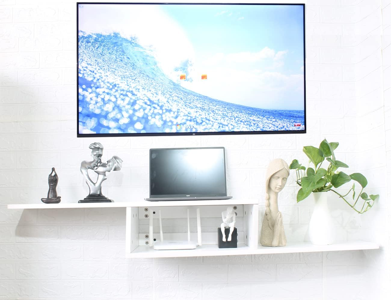 Buy Floating TV Shelf Entertainment Center Wall Mounted Media Console, Router DVD Shelf, for One