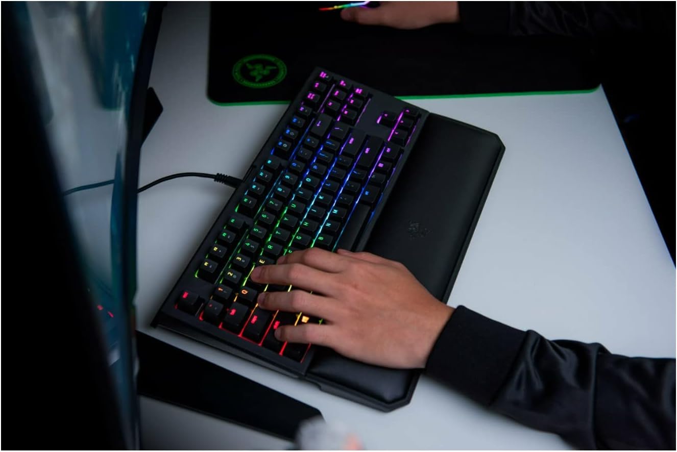 Razer BlackWidow TE Chroma v2 TKL Tenkeyless Mechanical Gaming Keyboard: Orange Key Switches, Tactile & Silent, Chroma RGB Lighting, Magnetic Wrist Rest, Programmable Macros, Classic Black V2 TKL TE Orange Switches - Tactile & Silent