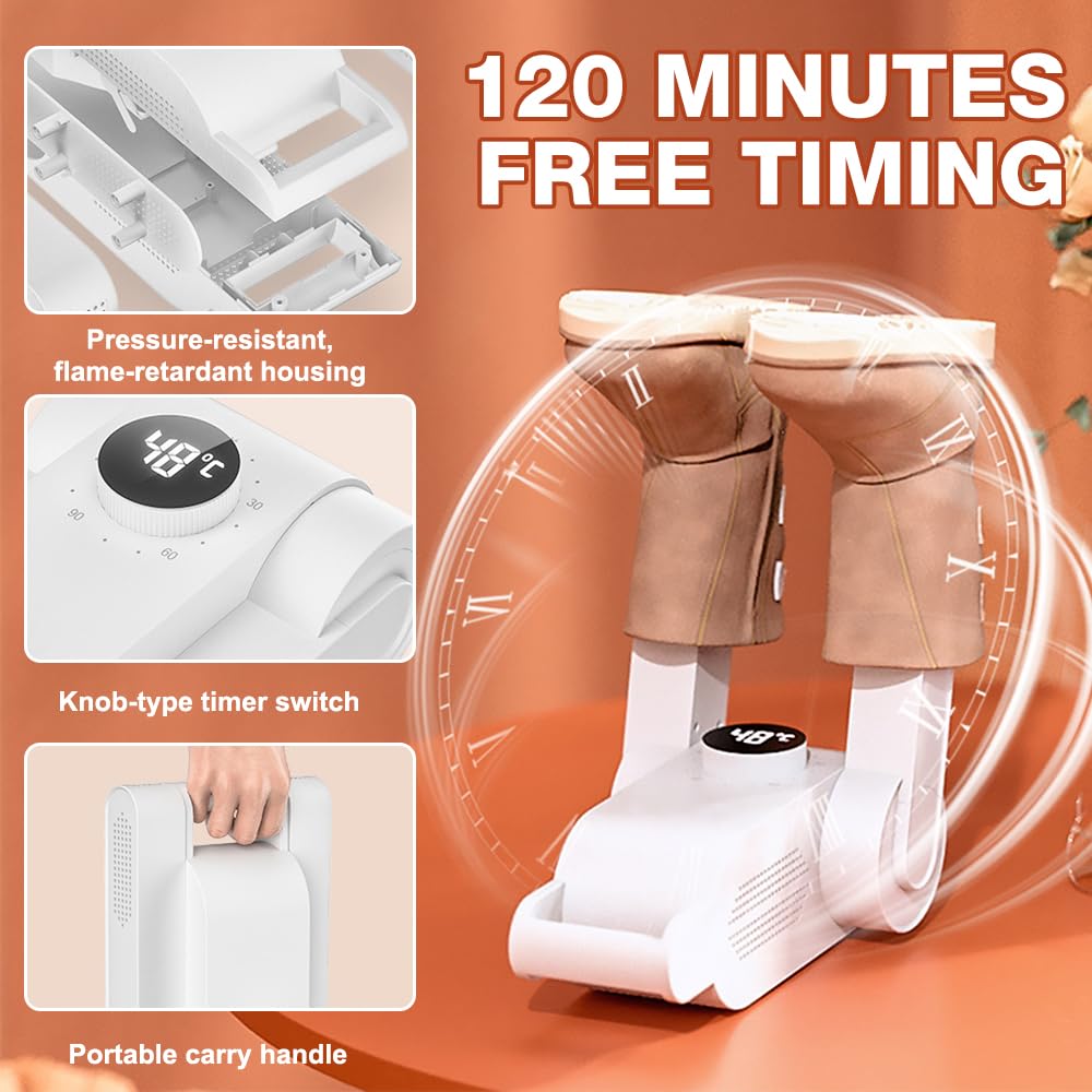 Shoe Dryer elektryczna suszarka do butów, z timerem, odporna na promieniowanie UV, antybakteryjna, gorące powietrze 360°, do butów zimowych, butów przeciwdeszczowych, butów do piłki nożnej