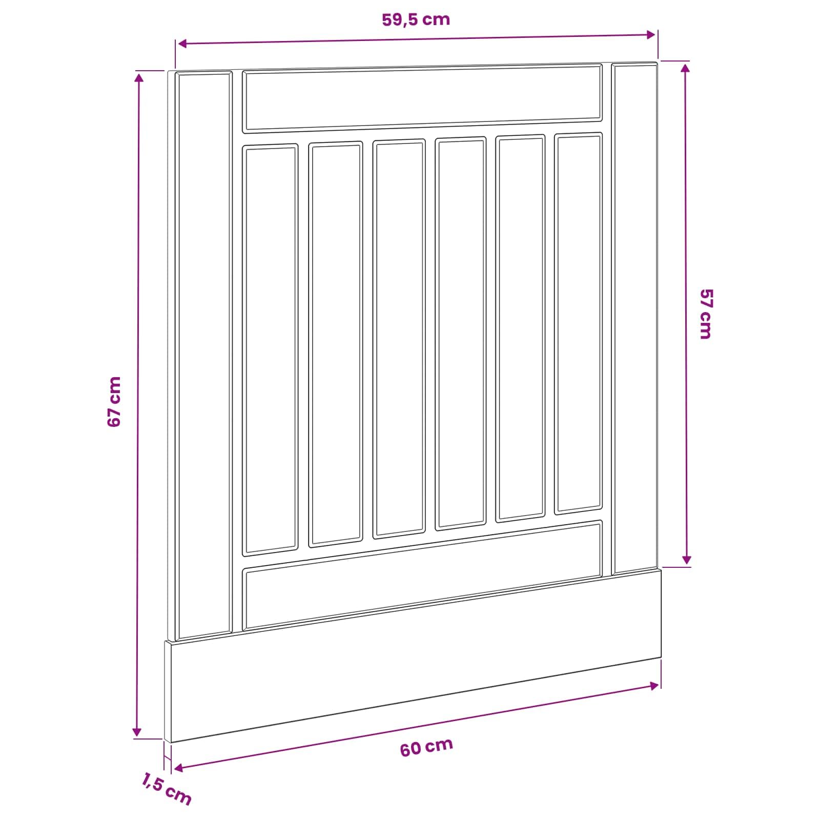 Lucca - Frontal para lavavajillas (60 x 1,5 x 57 cm, madera de roble negro, panel duradero para armario de cocina, armario inferior, armario superior con diseño moderno, espacio de