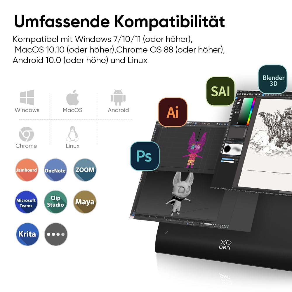 XPPen tablet graficzny Deco Pro MW Gen.2 Bluetooth 5.0, tablet graficzny bez wyświetlacza, 16 K (16384) poziomy ciśnienia, kompatybilny z Windows Chrome OS macOS 10.10, Android 10.0, Linux (9 "x6)