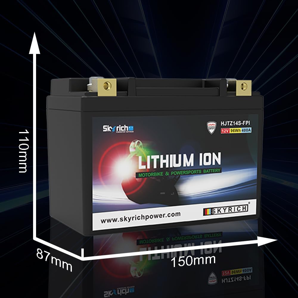 Skyrich HJTZ14S-FPI Lithium Motorcycle LiFePO4 Battery,12V 8Ah 400A,KTM 1290 Super Adventure R,60011053000,Genuine OEM Part,Travel,Powersports