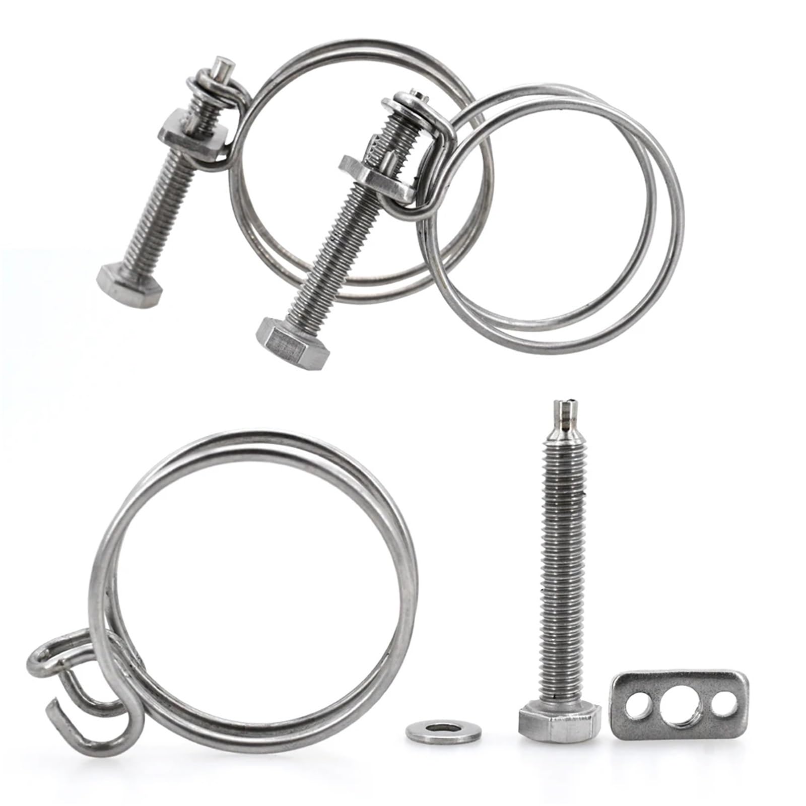 Abrazadera de manguera de acero inoxidable 304 con doble aro de garganta y fuerte ajuste de clip, fijación fija de PVC, tubo de ventilación de goma(55x3(1pcs))