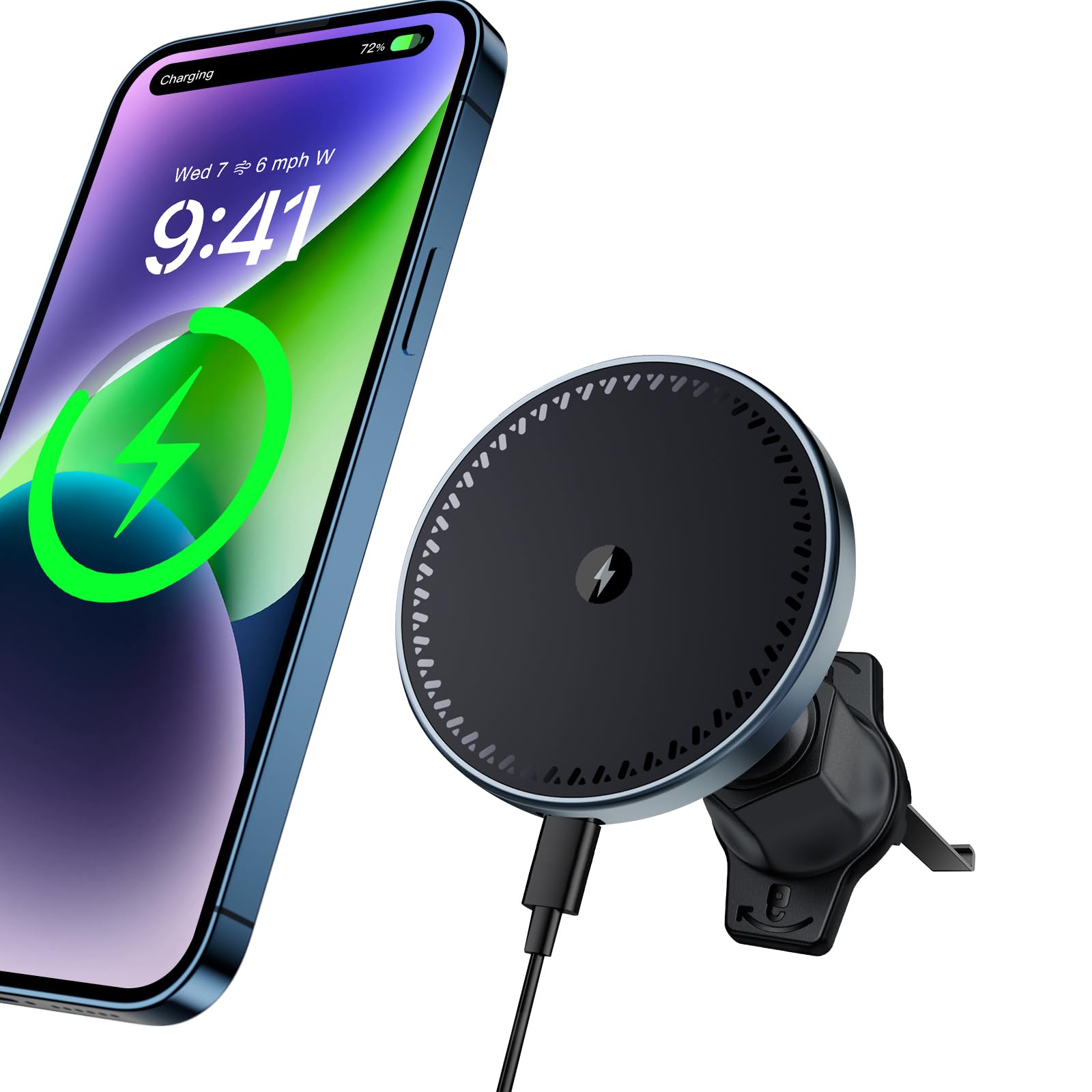 Beeasy 15W für MagSafe Autohalterung mit Ladefunktion, Handyhalterung Auto Magsafe Ladegerät Kfz Lüftung, Magnet Handyhalter Wireless Car Charger für iPhone 17 16 15 14 13 12 Serie