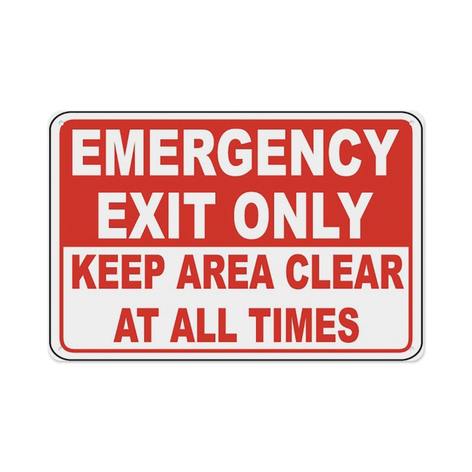 peiyeety Emergency Exit Only Keep Area Clear Sign Aluminum Tin Warning Signs For Home Outdoor Garden 12X16 Inches