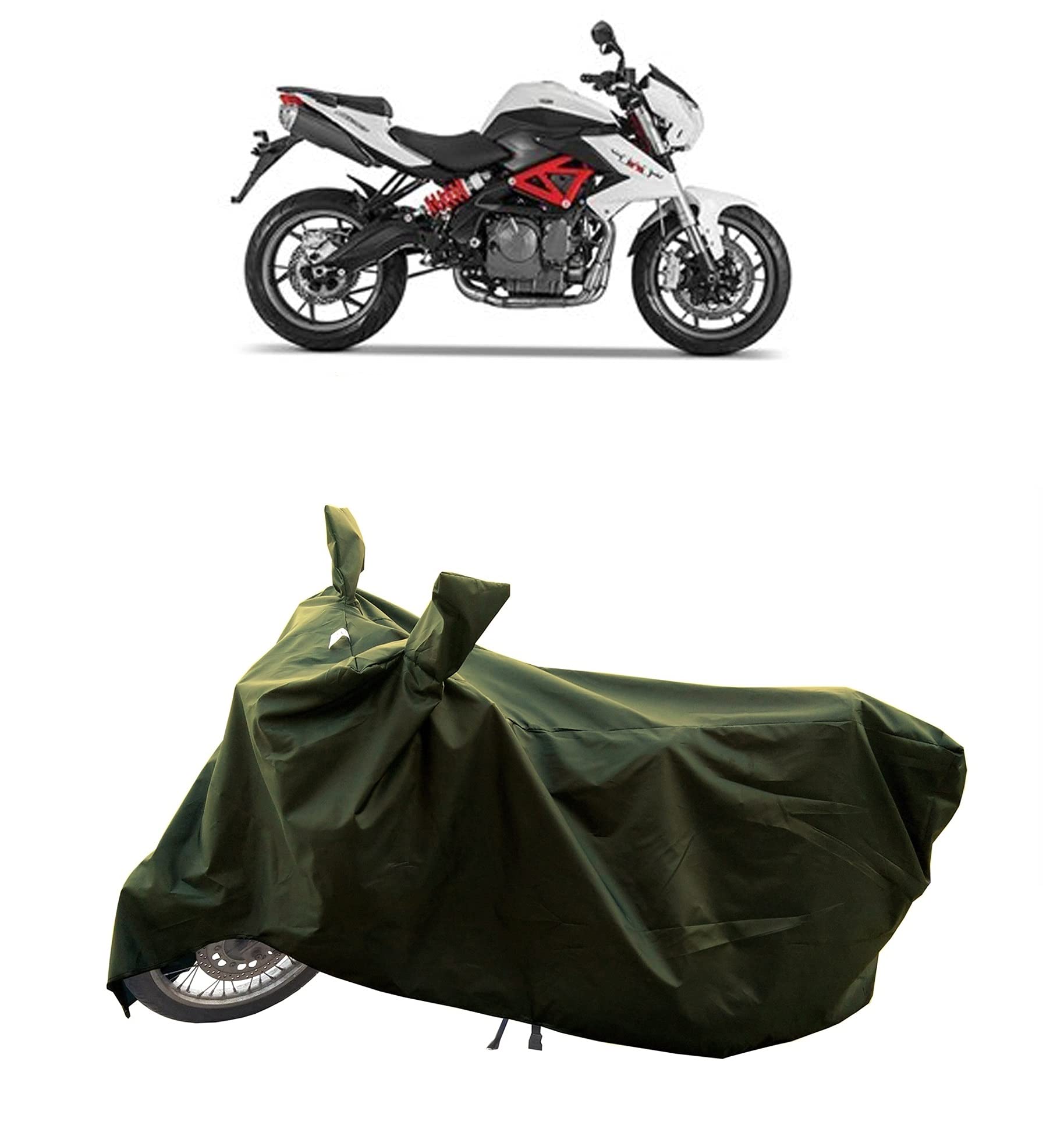 ROMEIZ - Benelli TNT 600I New Bike Cover Along with Water-Resistant and Dust Proof Premium 190T Fabric_(Olive Green)_Suitable Cover for Benelli TNT 600I New