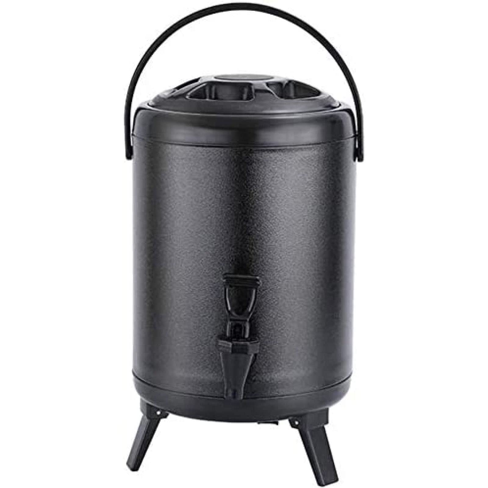 MYUYEE Insulated Hot Milk Tea Barrel, Stainles Steel Insulated Beverage Dispenser With Spigot, 20 Hour Hot And Cold Insulation,Stainless Steel Bucket (Black-12L)