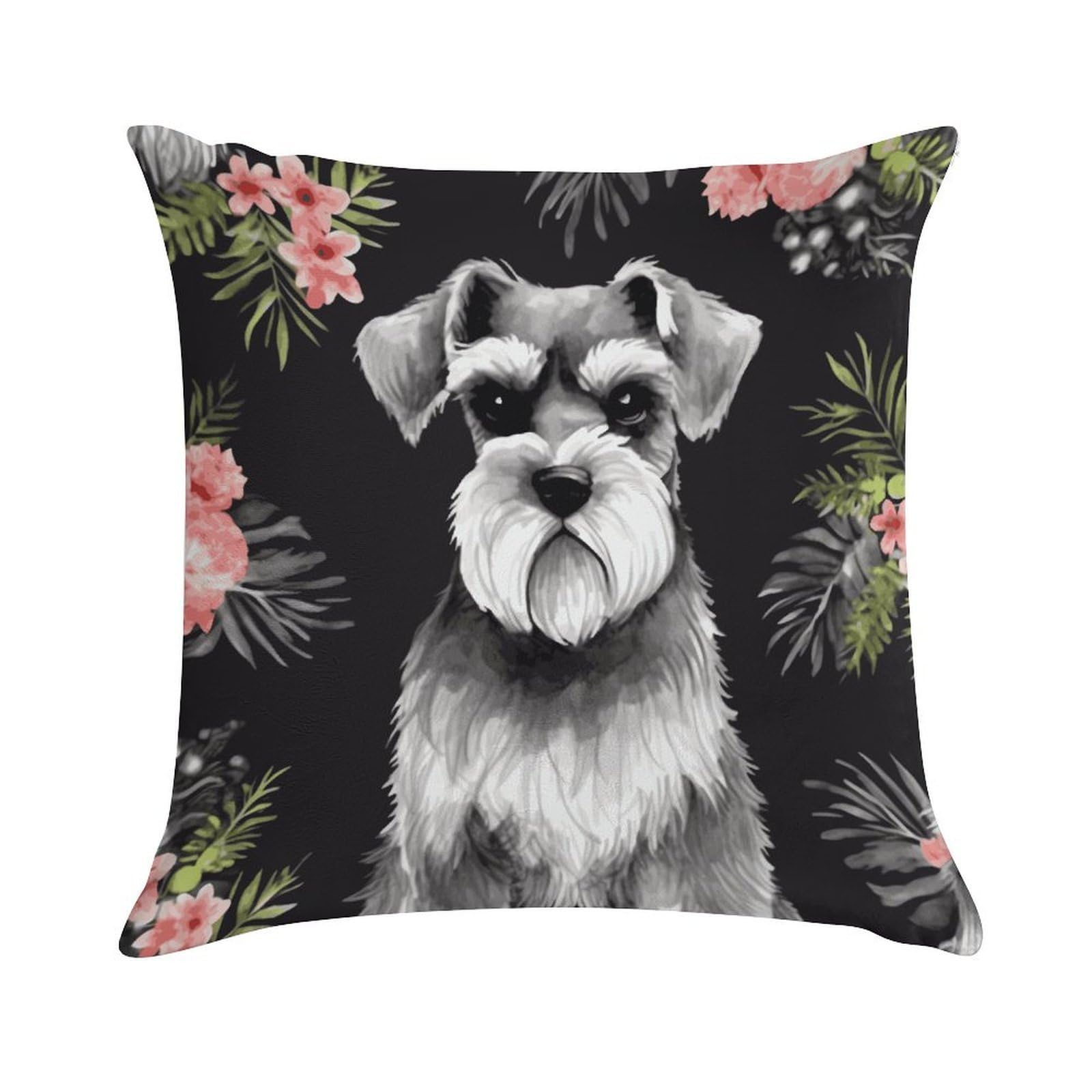MUSM Plush Decorative Schnauzer Throw Pillow Covers Square Cushion Cases Personalized Pillowcase with Zipper Soft Lumbar Pillow Shells Luxury Cozy Pillows Shams Decoration