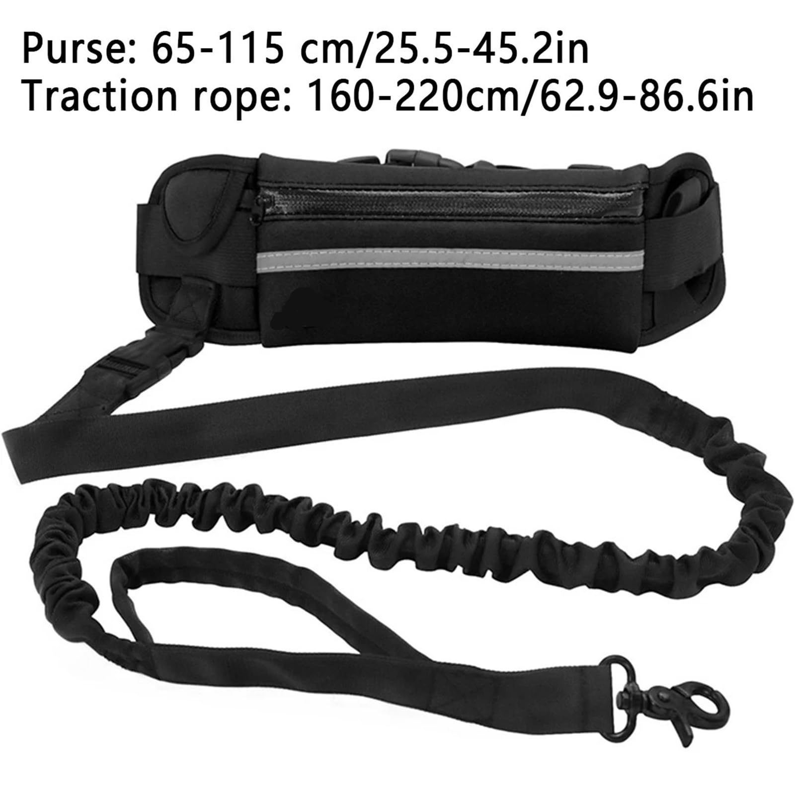 Correa de Cintura for Perros, Correa de Nailon for Mascotas con riñonera, cinturón elástico retráctil y Hebilla de Cuerda de tracción for Perros. para Correr, Paseo(Black)