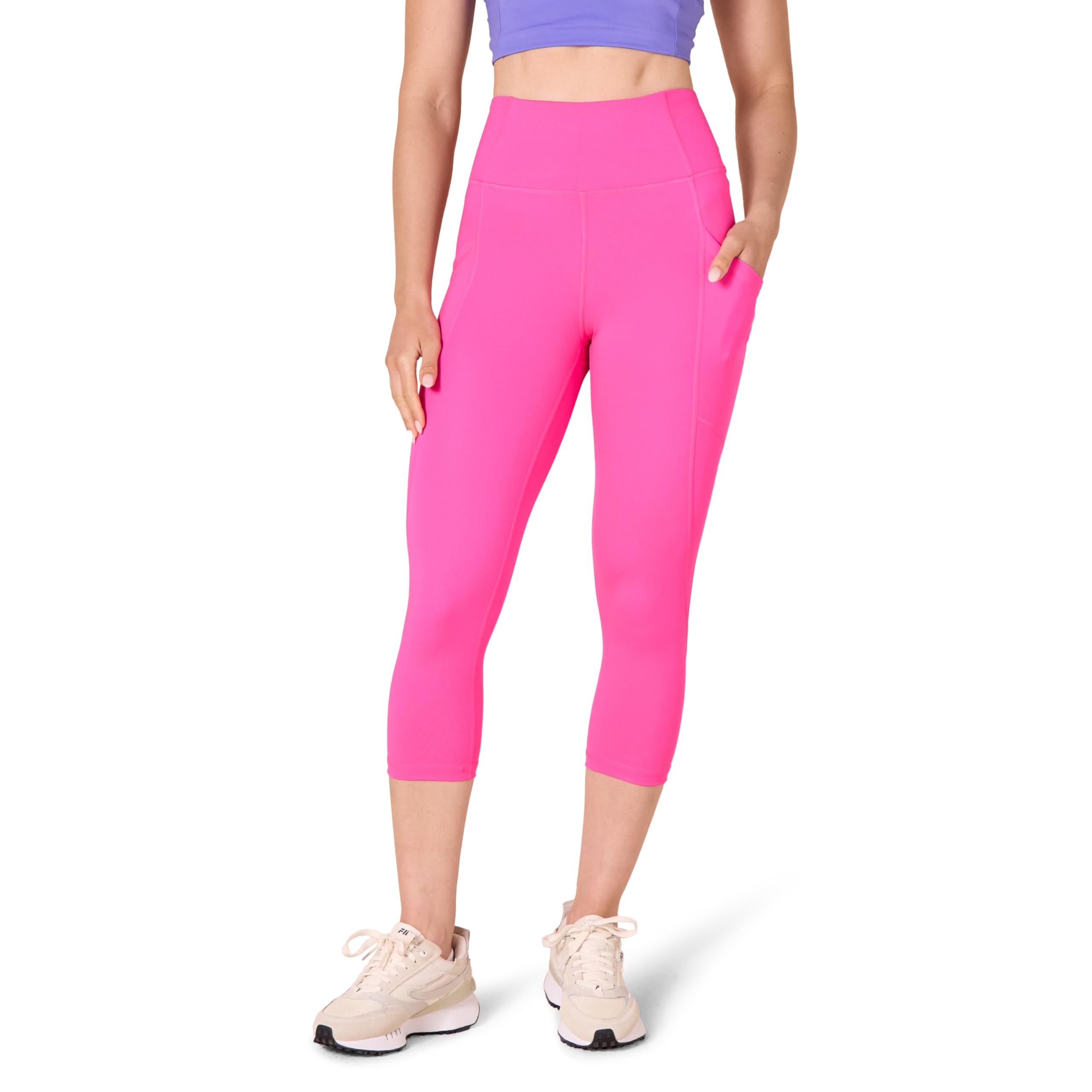 Amazon Essentials Women's Active Sculpt Workout Athleisure High Rise Capri Leggings with Pockets (Available in Plus Size)