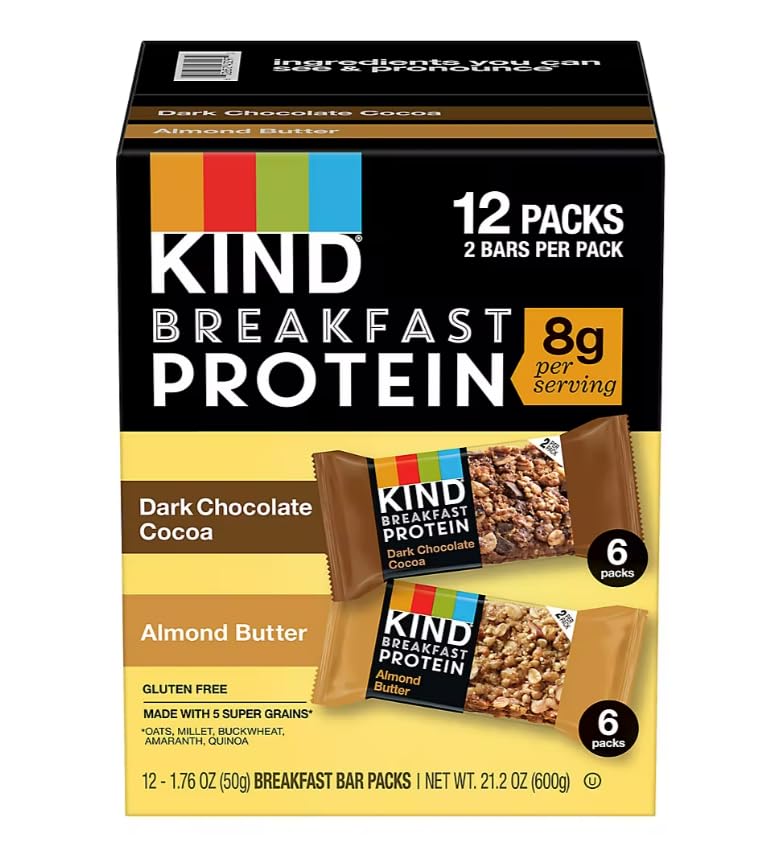 KIND Breakfast Protein Dark Chocolate Cocoa and Almond Butter (12 pk.)