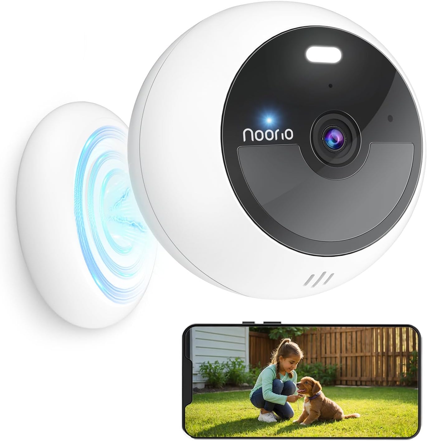 Noorio Security Camera Outdoor Wireless, Magnetic Camera, 1080p HD, Two Way Talk, Wifi, Color Night Vision, Indoor Battery Powerd Camera, Smart Motion Detection, No Monthly Fee, Works with Alexa