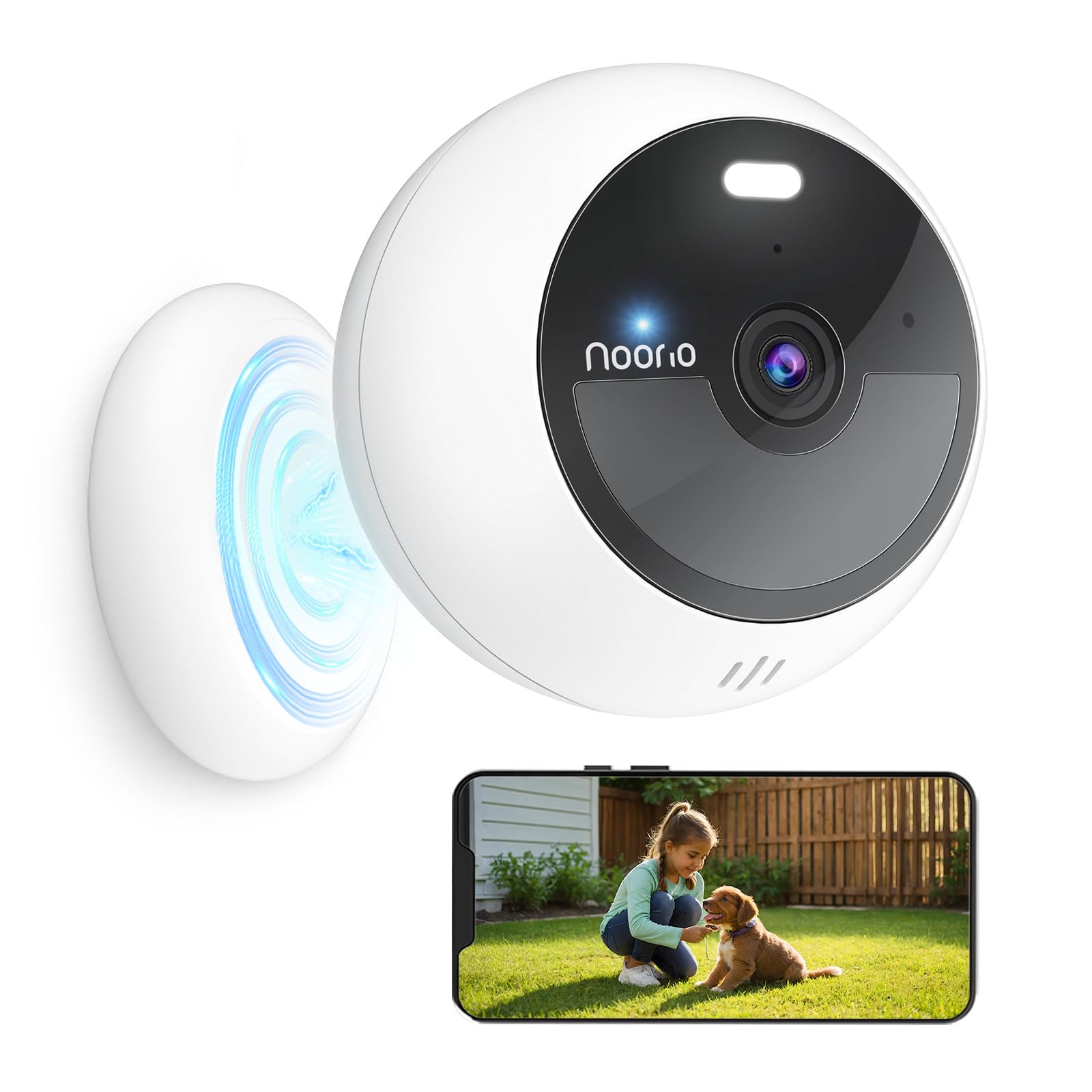 Noorio Security Camera Outdoor Wireless, Magnetic Camera, 1080p HD, Two Way Talk, Wifi, Color Night Vision, Indoor Battery Powerd Camera, Smart Motion Detection, No Monthly Fee, Works with Alexa