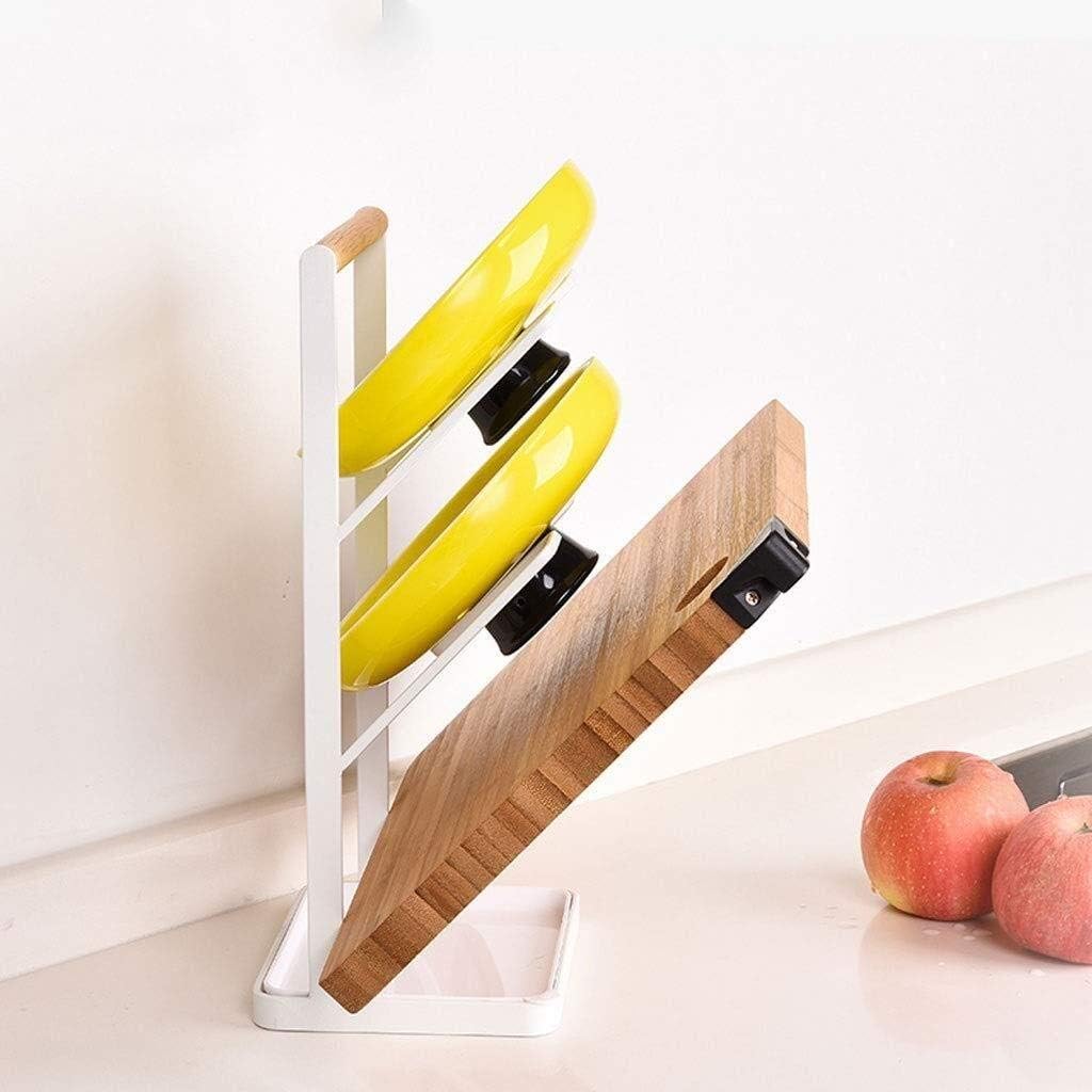 Kitchen Pot Rack Wall Hanging Type Punch-Free Hanging Pot Lid Shelf with Water Tray Storage Supplies Cutlery