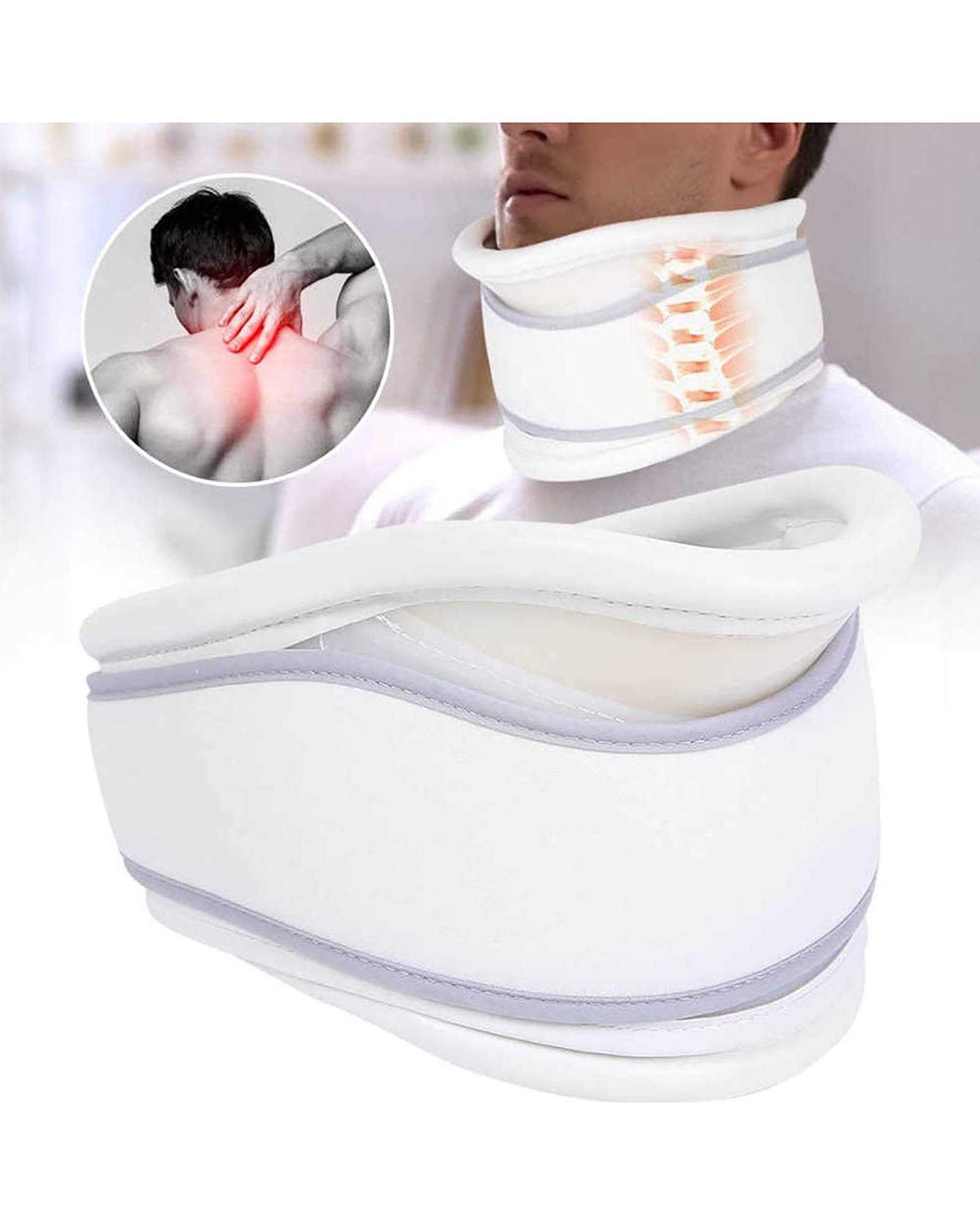 Collarín cómodo y Transpirable, Dispositivo de tracción Ajustable para el Cuello, Tensor ortopédico para aliviar el Dolor y la tensión del Cuello