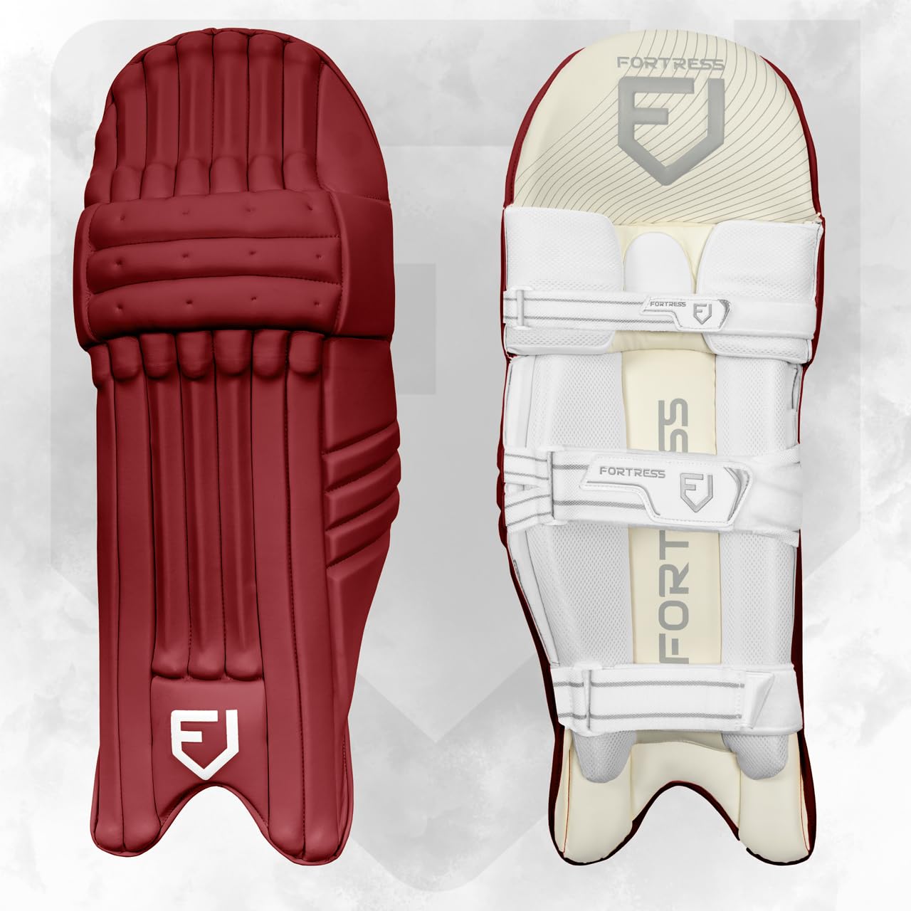 Fortress Original 100 Colored Cricket Batting Pads - Trusted by The Pros for The Highest Level of Cricket! | Premium Quality | Test Grade | 5 Colours (Maroon (Left Handed), Small Adult (16in))