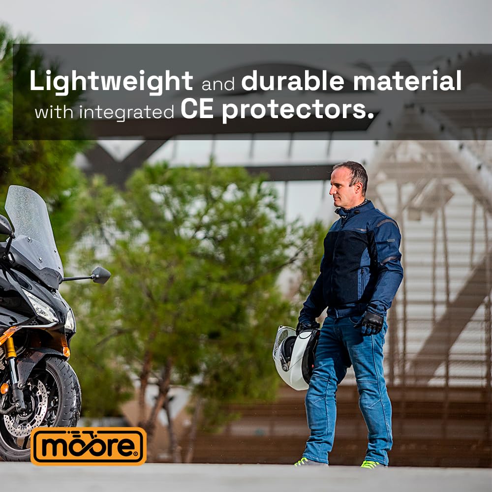 Moore Chaqueta AIR Wear – Azul y Negro, Impermeable, Ventilada, CE EN 17092-4:2020 Nivel A