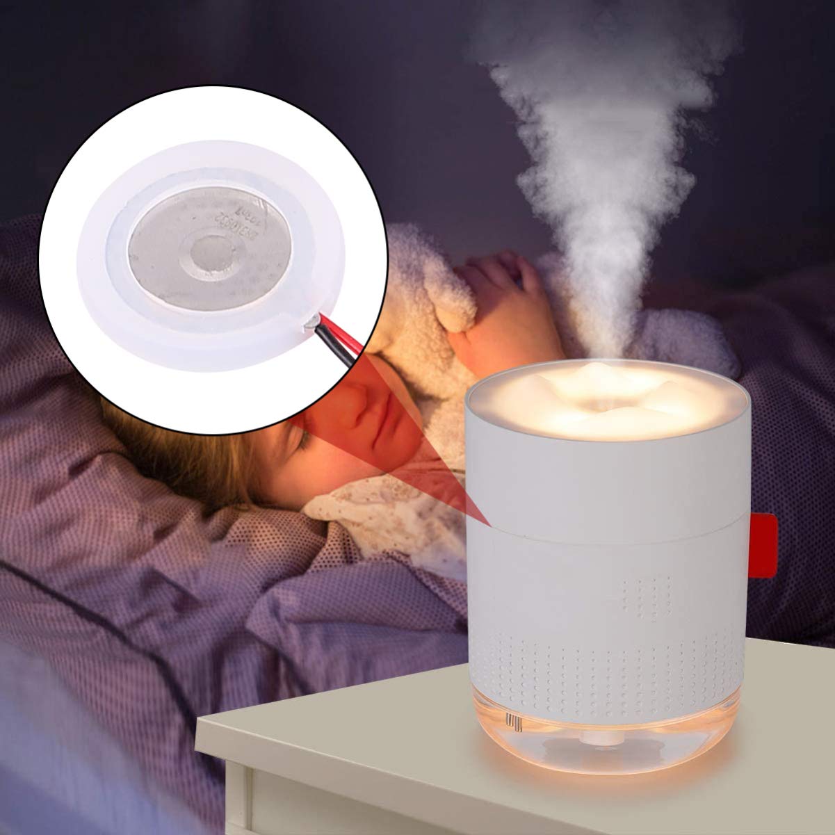 5 pezzi Nebbia Maker Macchina Nebbia Dischi In Ceramica Umidificatore Ricambi Umidificatore Accessori 16Mm, bianco, 12 × 2 cm