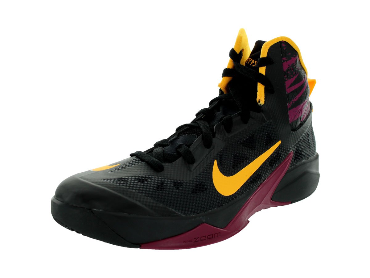 Nike Men's Zoom Hyperfuse 2013 Black/Laser Orange/Rspbrry Red Basketball Shoe