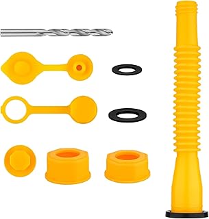 1 Set Gas Can Spout Replacement, Plastic Gas Can Spout Yellow Gas Can Nozzle with Gas Tank Vent Cap Screw Caps Oil Pipe Drill Rubber Pad Sealing Cap Fit Most of Cans