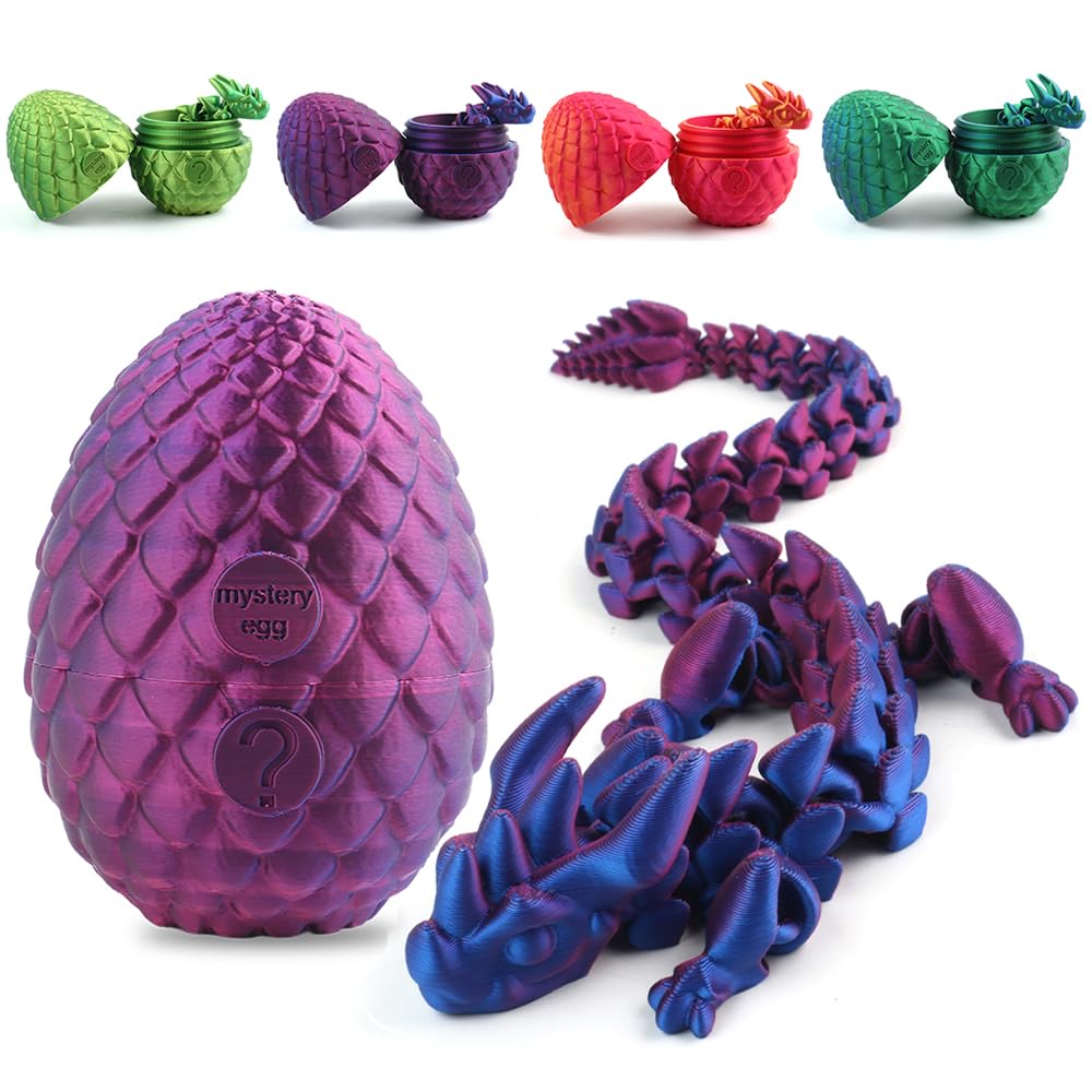 Huevo De Dragón Que Brilla En La Oscuridad Y Dragón Articulado 22 Cm – Juguete Impreso En 3D Flexible, Decoración Y Antiestrés