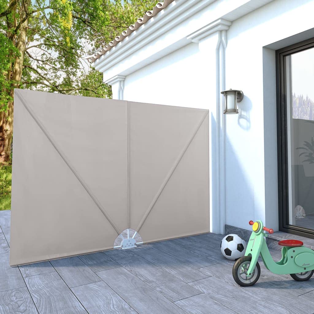 Auvent Latéral Pliable de Terrasse 240 x 160 cm, Paravent de Balcon Rétractable en Polyester et Cadre en Acier, Brise-Vue Extérieur pour Jardin et Patio, Crème