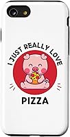 Vista 13 de iPhone 15 Kawaii Cute Pig I Just Really Love Pizza Lover Case