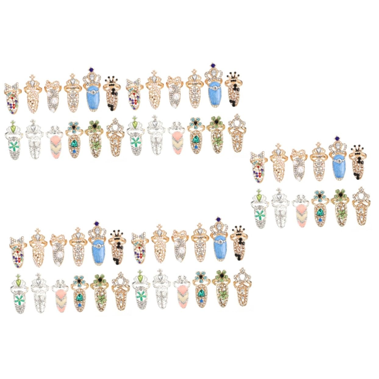 5 Ensembles Ornement De Manucure Decoration Ongle Décoration Ongles Charms Ongles Bagues À Ongles En Charme Accessoires De Mode Accessoires De Manucure Cristal 12 Pièces * 5