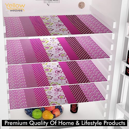 Image of Yellow Weaves Combo of Exclusive Decorative Fridge Top Cover, + 4 Fridge Mats (Multi Color, 5 Piece Set)
