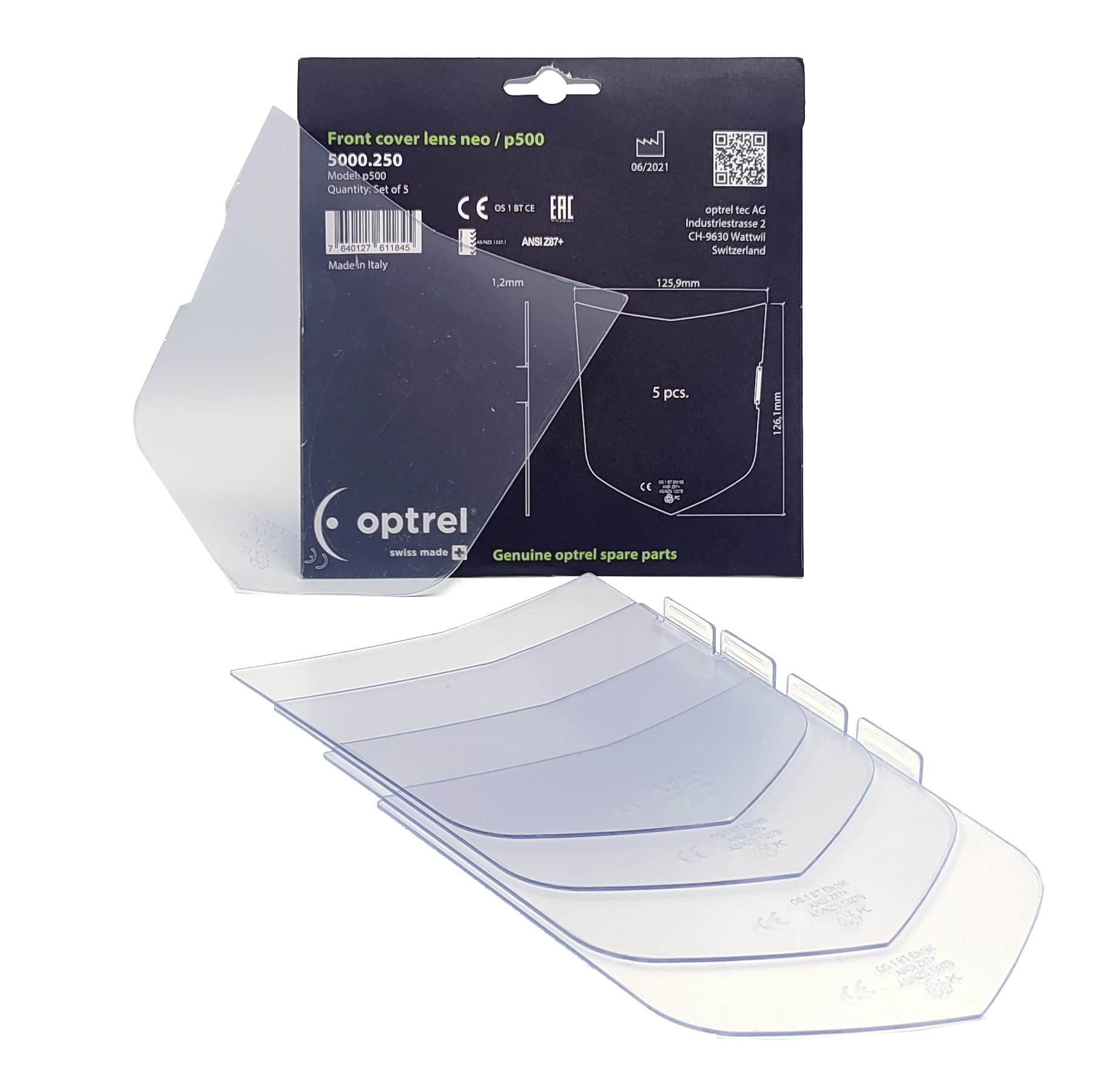 Format 7640127611845 - Lot de 5 - Vorsatzscheibe Optrel p550