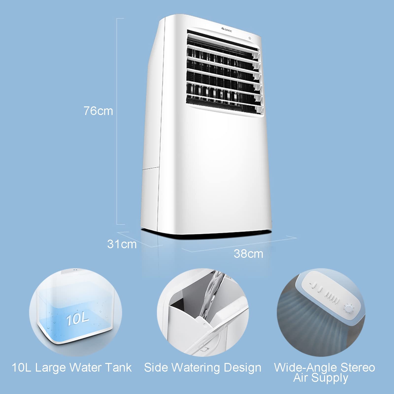 Enfriador de aire portátil con velocidades ajustables, oscilación y viento fuerte para uso doméstico u oficina, solución de refrigeración eficiente para el verano