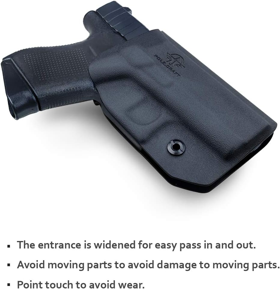 POLE.CRAFT OWB Kydex Holster Custom Fit: Glock 43 / Glock 43X (Gen 1-5) Pistol - Outside Waistband Carry / 1.5-2 Inch Belt Clip - Adj. Width Height Retention Cant, Entrance Widened