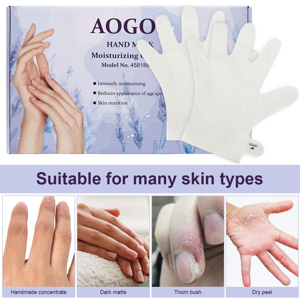 AOGOE Hands Moisturizing Gloves, 6 works Hand Skin Repair Renew Mask, Moisture Enhancing Gloves for Dry Aging - Image 4