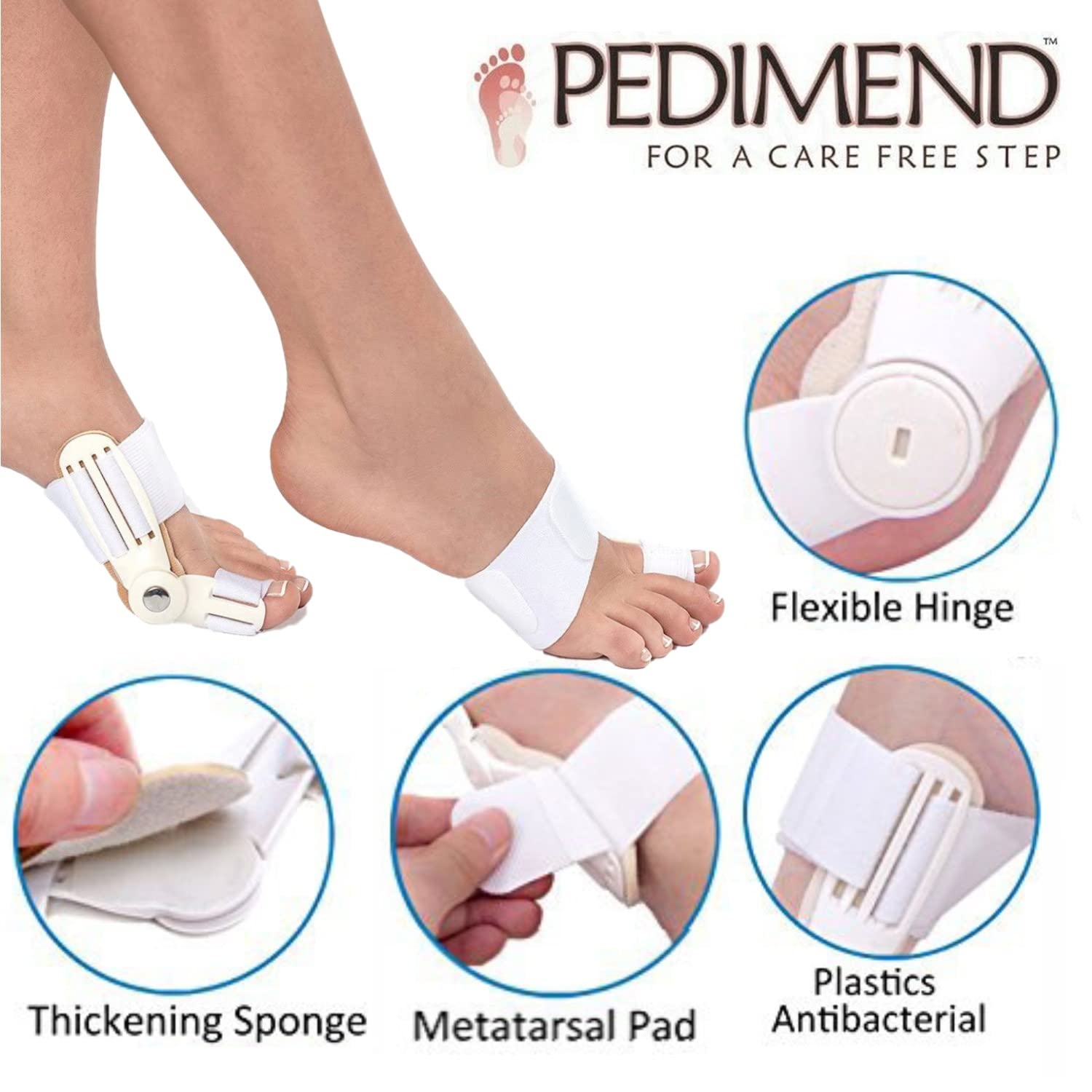 Pedimend Medical cerniera alluce valgo sollievo dal dolore tutore (coppia) con flessibile Bunion Splint – regolabile di compressioneBunion Padstoe StraightenerProtectorper alluce valgoCrooked