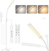 120 LED Stehlampe, helle Stehlampen für Wohnzimmer, 3 Farbmodi & 10 Helligkeiten 3000K-6000K Standlicht, Schwanenhals Leselampe mit Fernbedienungen für Schlafzimmer Büro