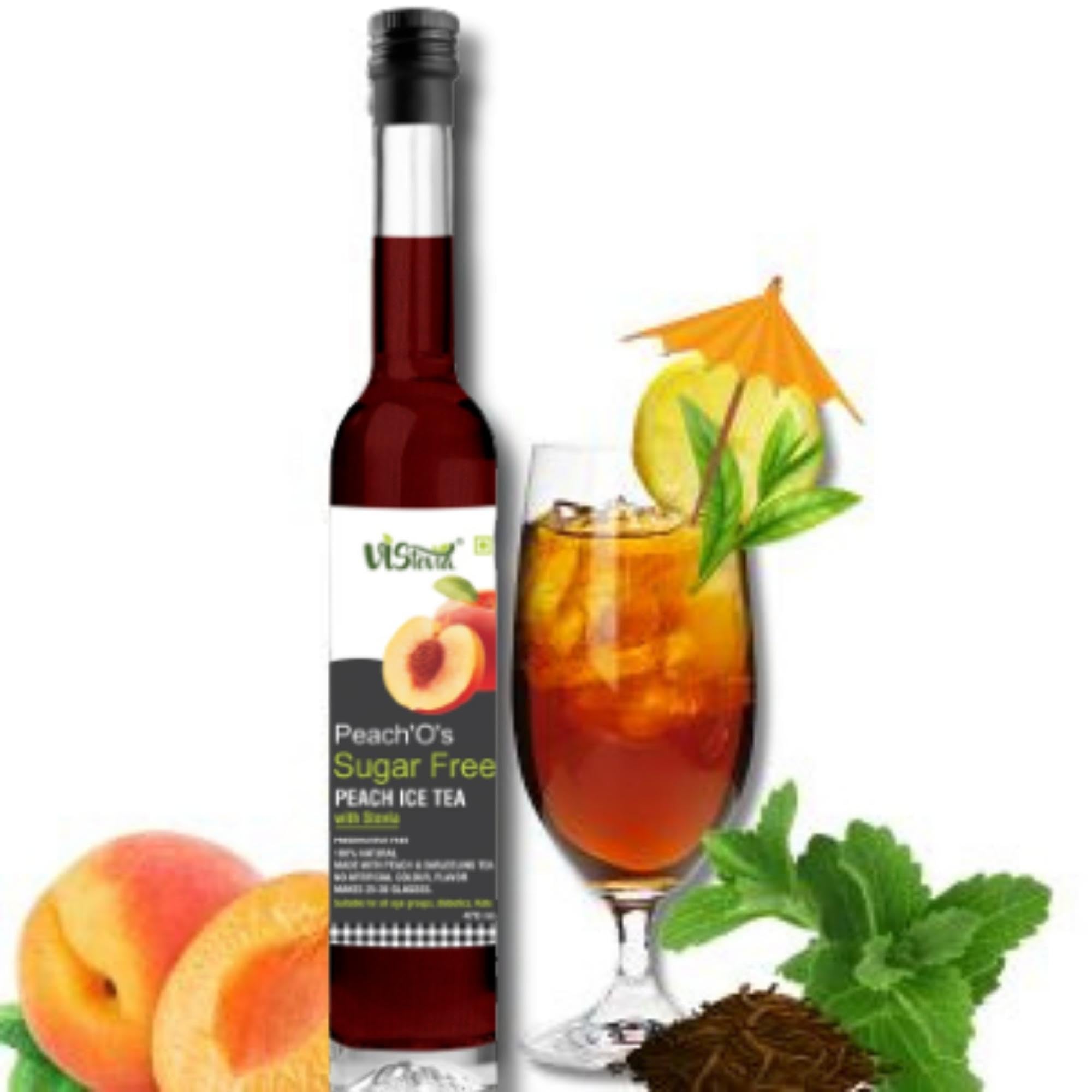 Vistevia Sugar Free Peach Iced Tea Syrup, Diabetic and Keto Friendly - Sweetened Naturally With Stevia - Contains Real Peach Puree And Darjeeling Tea, Delicious To Taste, Pack of 1 (470m serves 25-30 glasses) (B0BX9VJBGR) Amazon Price History, Amazon Price Tracker