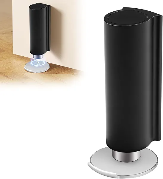 Black Magnetic Door Stoppers WYGWP Stainless Steel No Drilling Wedge Stops Heavy Duty Catch Holder to Keep Doors Open