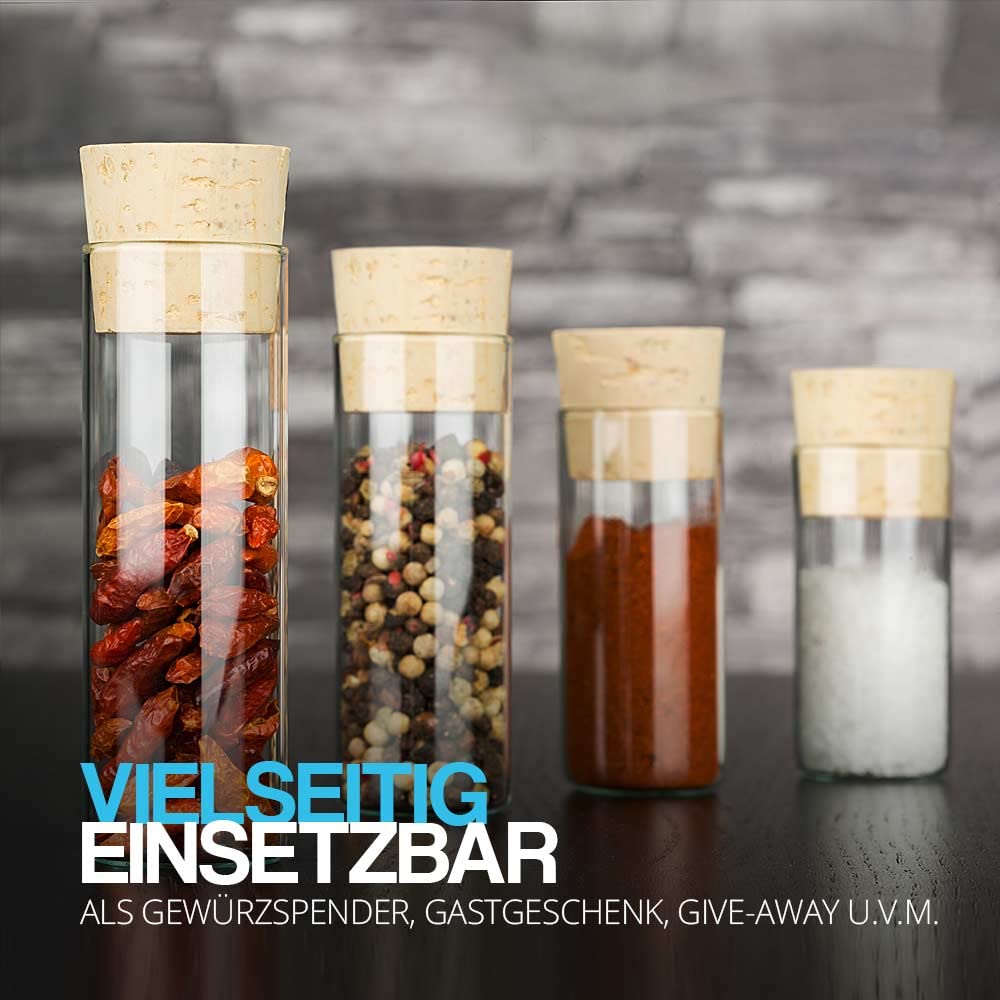 Tuuters Set Di 6 Barattoli In Vetro Per Spezie – 70x30 Mm, 35 Ml, Con Tappo In Sughero, Ideali Per Conservare Erbe Aromatiche