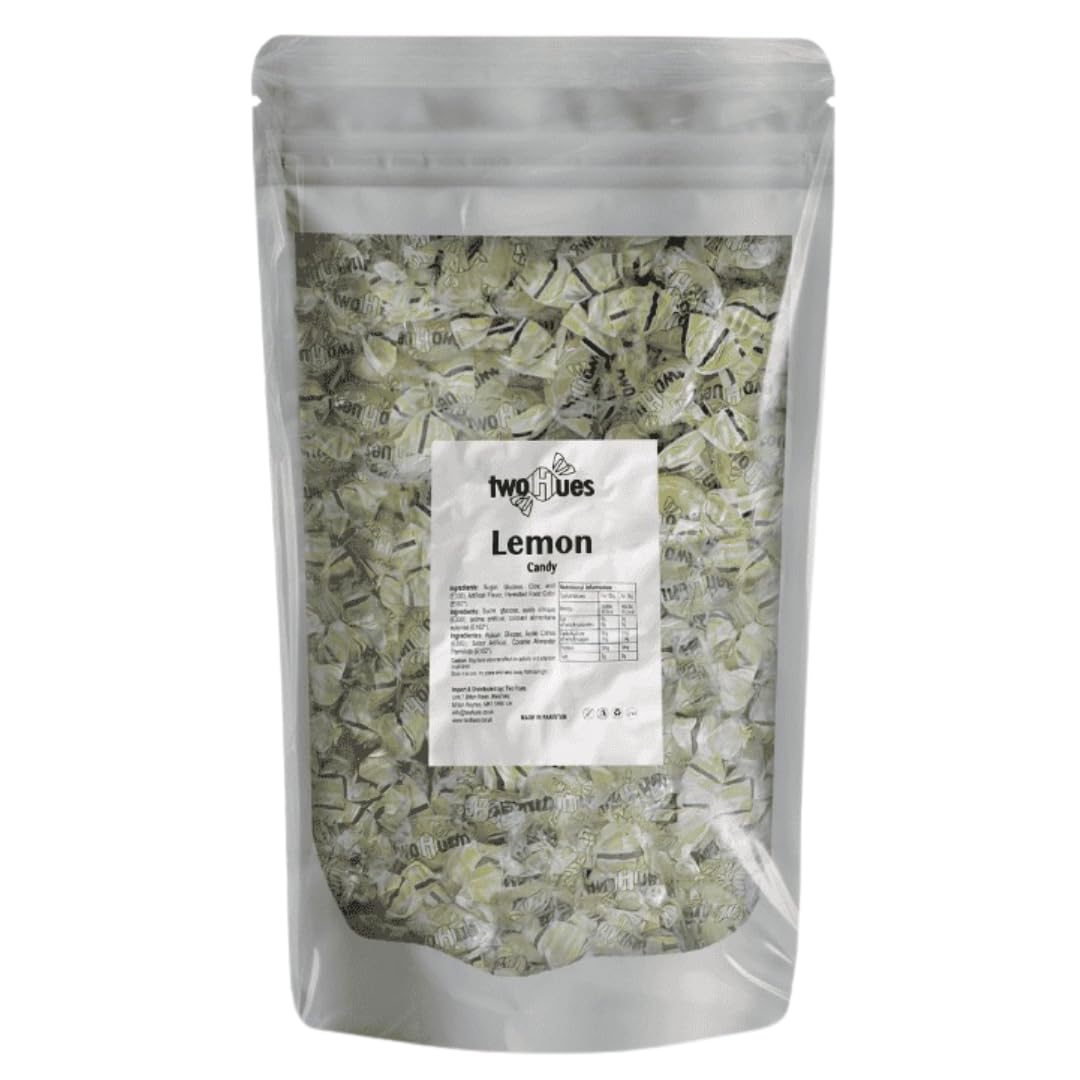 Two Hues | Lemon & Honey | HALAL | Vegetarian | Gluten FREE | Lemon & Honey Candy | Hard Candy | Hard Lemon Sweets | 1kg Pack | Pack of 1